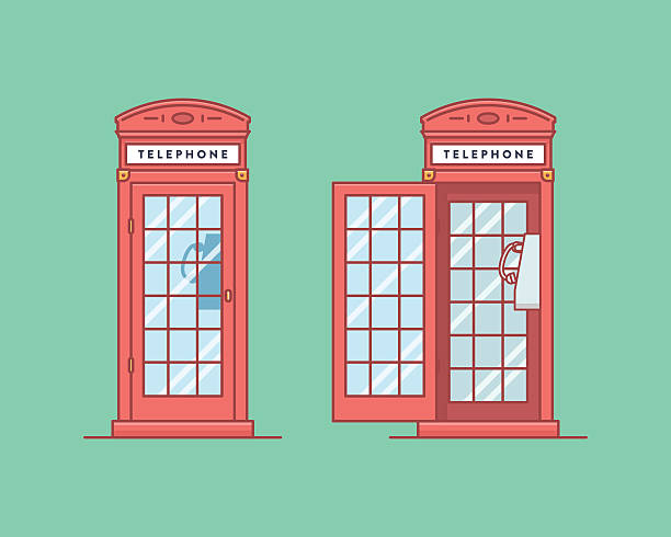 vektor-illustration. rote telefon box öffentlichen sich wie in der - telephone cabin london england telephone booth stock-grafiken, -clipart, -cartoons und -symbole