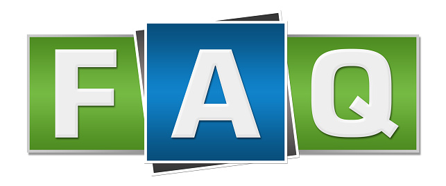 FAQ alphabets written over blue green background.