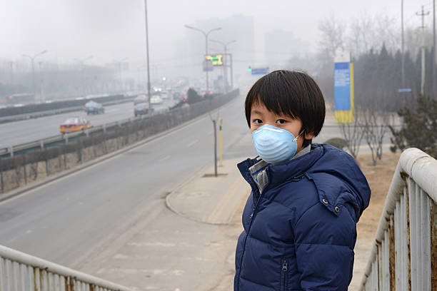 아시아판 남자아이 입고 대한 입 ㅁ마스크 에어제스처 오염시킨다 (beijing - beijing air pollution china smog 뉴스 사진 ��이미지