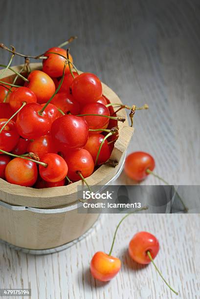 Sweet Cherries In Bucket Stock Photo - Download Image Now - 2015, Basket, Can