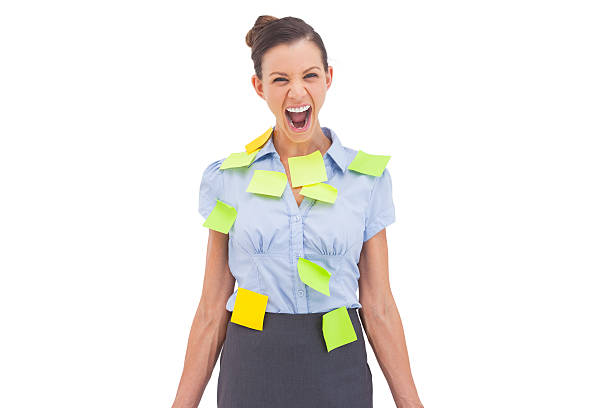 istock Businesswoman covered with sticky notes 479175302