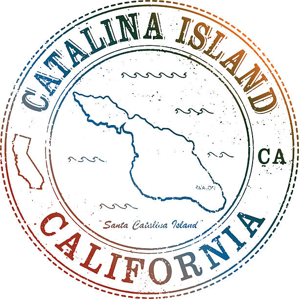 ilustraciones, imágenes clip art, dibujos animados e iconos de stock de catalina isand viaje de la firma - avalon california