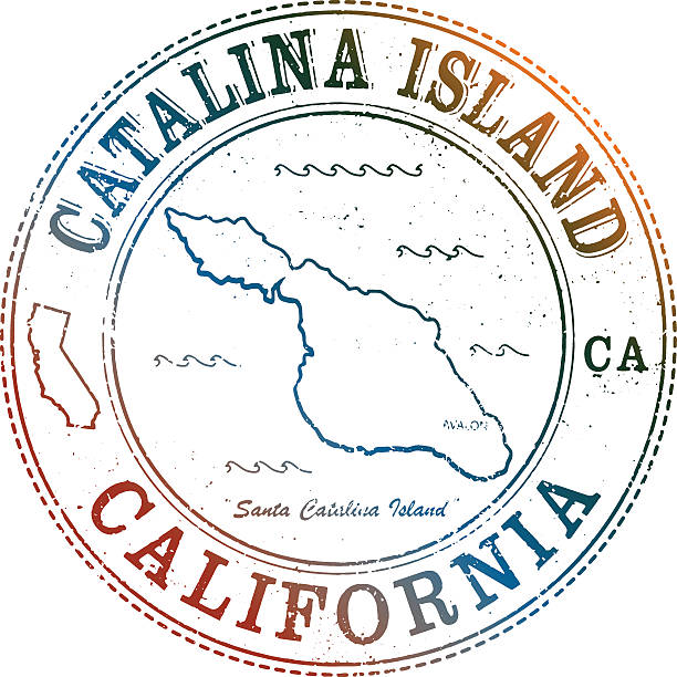 catalina isand 旅行 stamp - avalon california点のイラスト素材／クリップアート素材／マンガ素材／アイコン素材