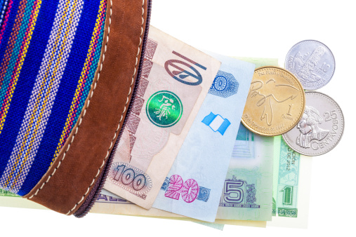 Guatemalan currency in purse