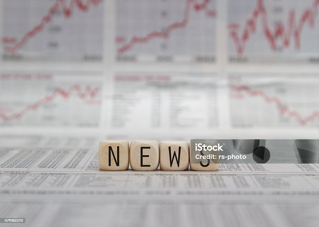 News News word built with letter cubes 2015 Stock Photo