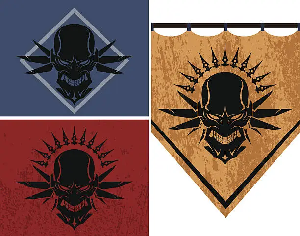 Vector illustration of Stylized monsters skull banner