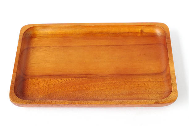 istock Empty wood tray isolated on white background 479184862