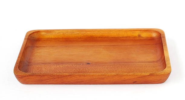 istock Empty wood tray isolated on white background 479184882