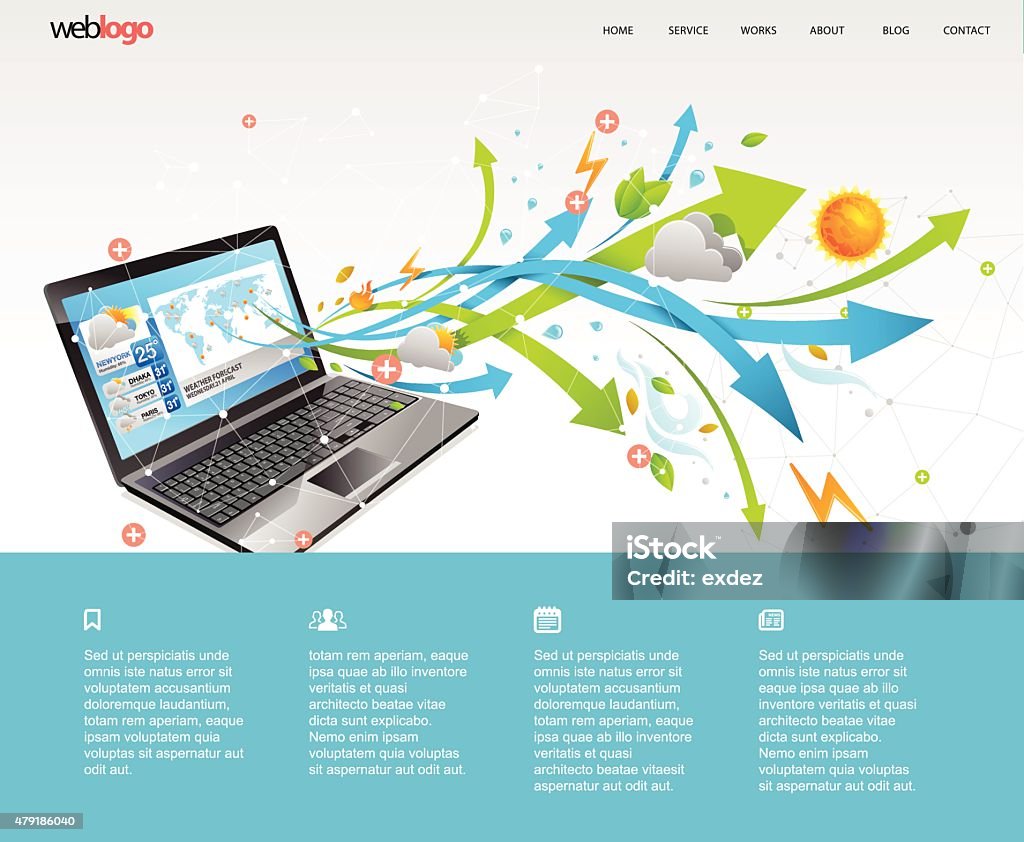 Clima online de diseño de sitio web - arte vectorial de 2015 libre de derechos