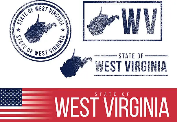 Vector illustration of USA rubber stamps - State of West Virginia