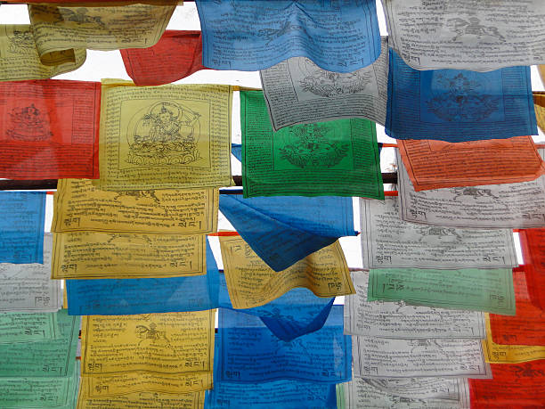 Buddhist prayer flags  at Jiuzhaigou in China