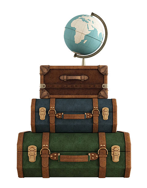 istock Vintage travel bags on white 479195035