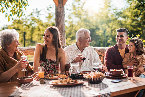 istock Extended family communicating on lunch in a restaurant. 479195136