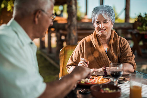 istock Elderly couple enjoying in a restaurant during springtime. 479195142