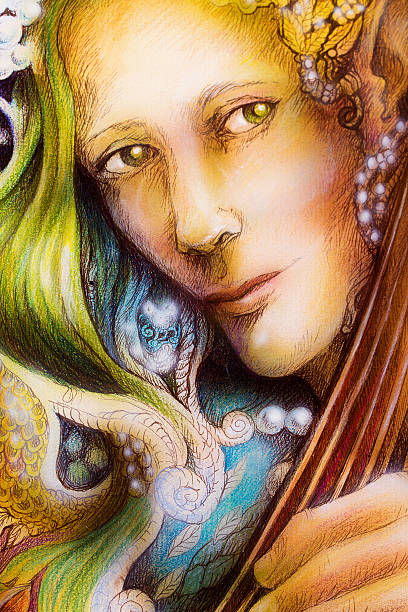 istock Elven man face with green hair and pearls playing 479196590