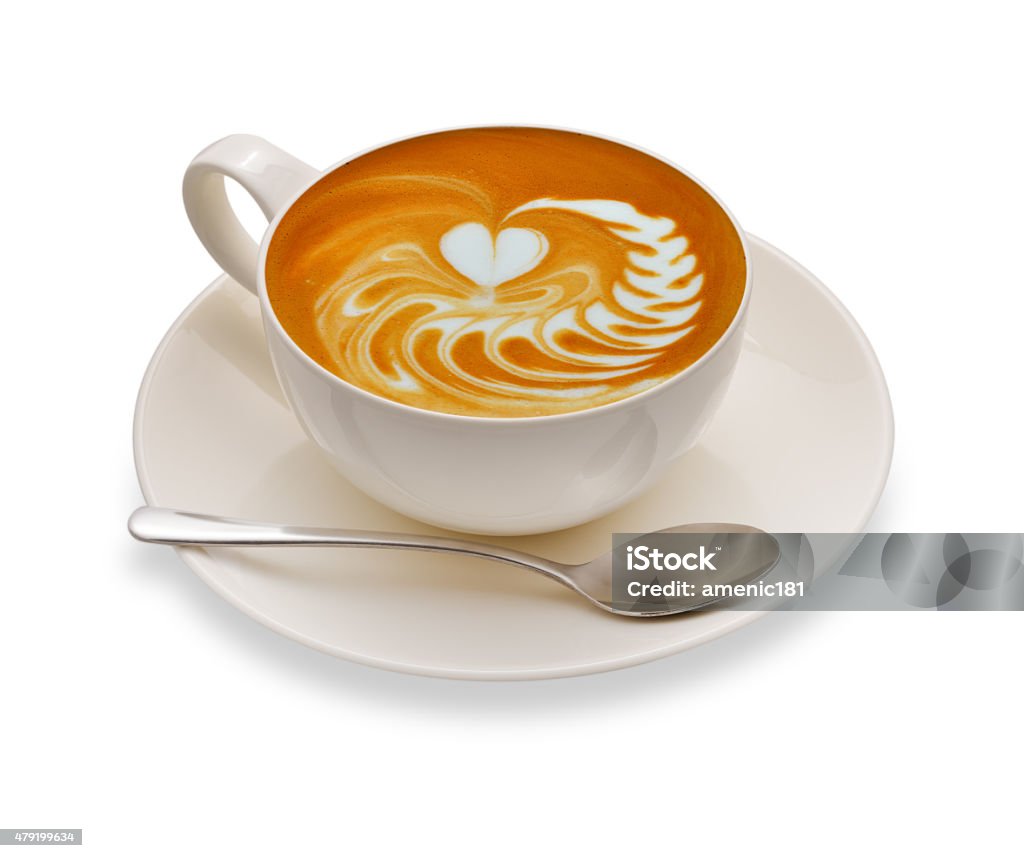 Cup of coffee Latte art , coffee isolated on white background 2015 Stock Photo