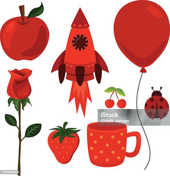 Ilustración de Feliz Rojo y más Vectores Libres de Derechos de 2015 - 2015, Flor, Globo - Decoración