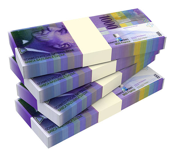 szwajcarska pieniądze na białym tle. - swiss currency franc sign switzerland currency zdjęcia i obrazy z banku zdjęć