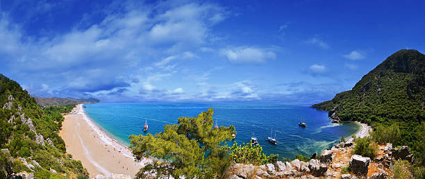 Panoramic Olympos Beach. Cirali, Turkey stock photo