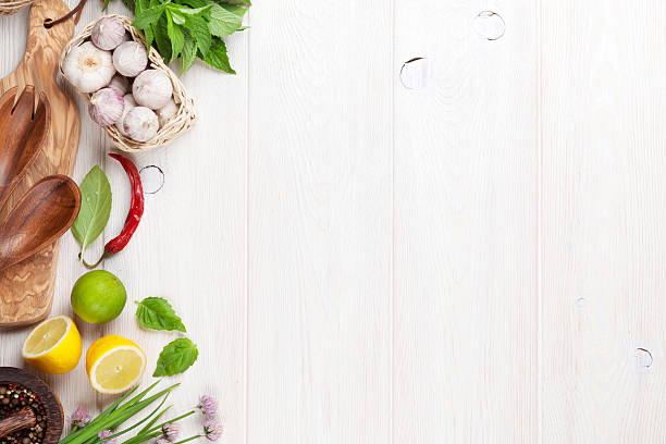 istock Fresh herbs and spices on garden table 479203918
