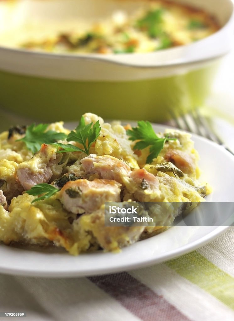 Chicken breast and cauliflower casserole Tasty chicken breast and cauliflower casserole Baked Stock Photo