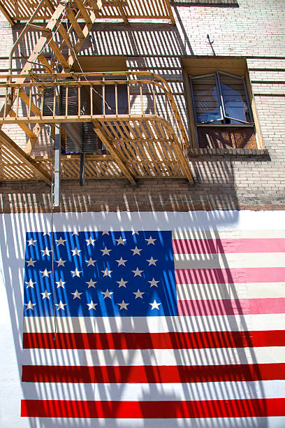 istock stars and stripes at a house wall in San Francisco 479206241