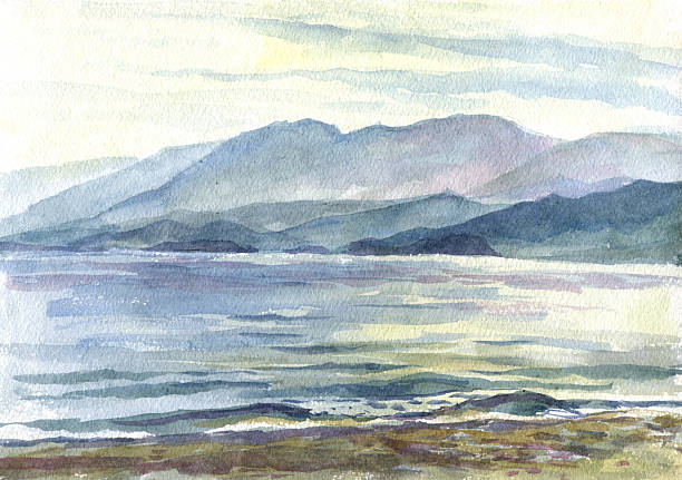 istock mountains and the sea watercolor painting 479206340