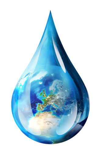 3D icon in transparent blue color. Can be used for water or drops concept illustration.