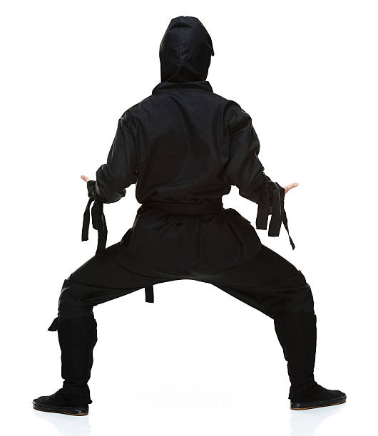 Rear View Of Ninja Standing And Looking Away Stock Photo