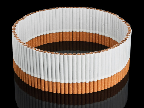 Oval zone limited to a cigarette fence on a black background