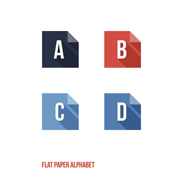 D C B A - Flat Design Paper Button Alphabet vector art illustration