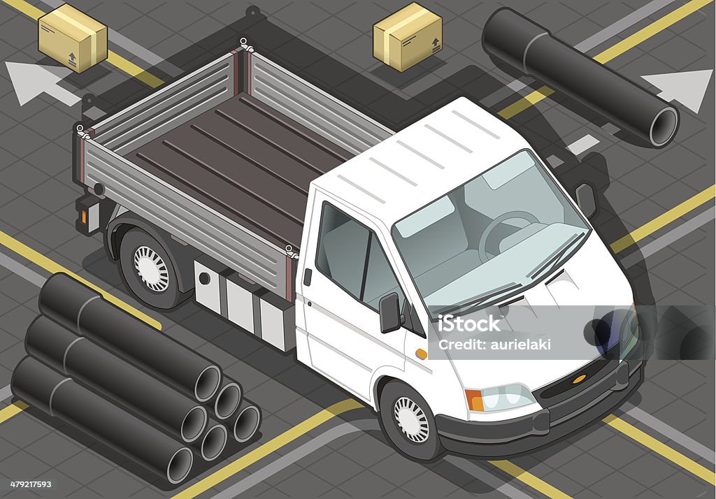 Isometric White Van in Front View detailed illustration of a isometric white van in front view This illustration is saved in EPS10 with color space in RGB. Where possible, the objects have been grouped to make it easily editable or hidden. This illustration contains a transparency blends. Delivering stock vector