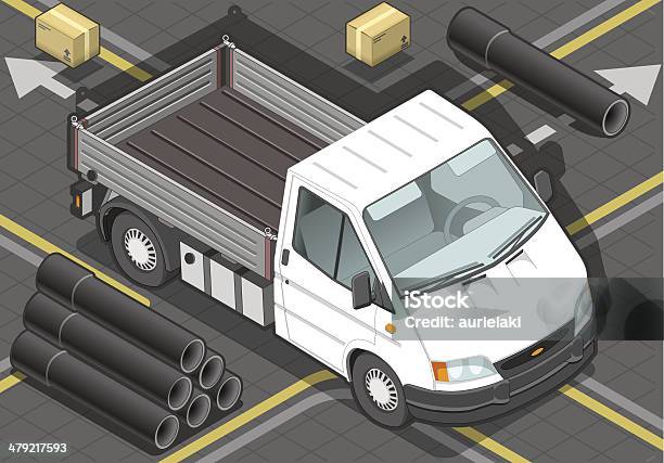 Isometric White Van In Front View Stock Illustration - Download Image Now - Delivering, Cargo Container, Carrying