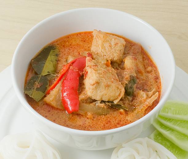 istock Plate of Vegan Red Curry with Thai Rice Vermicelli 479218002
