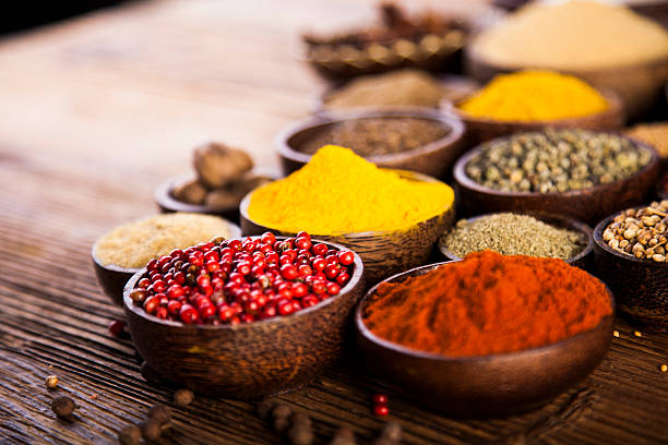istock Wooden table of colorful spices 479218352