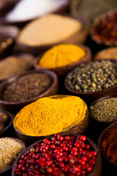 istock Wooden table of colorful spices 479218376