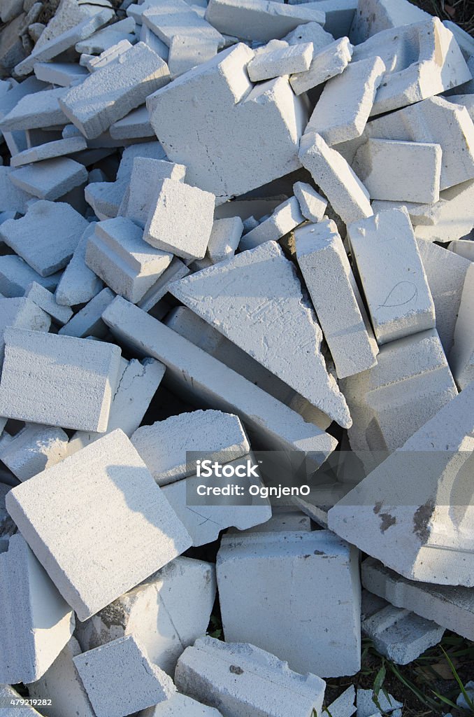 Aerated concrete blocks trash 2015 Stock Photo