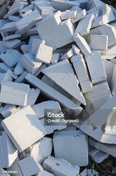 Aerated Concrete Blocks Trash Stock Photo - Download Image Now - 2015, Block Shape, Brick