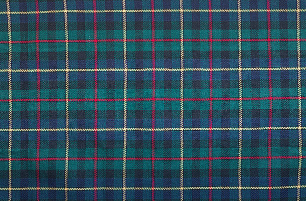 Tartan blanket background Scottish tartan background a checked plaid weave pattern with red, green blue and yellow colours. kilt stock pictures, royalty-free photos & images