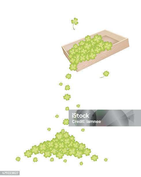 Four Leaf Clovers Dropped From A Wooden Container Stock Illustration - Download Image Now - Botany, Cathedral, Celebration