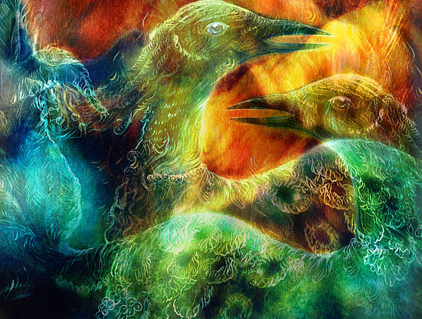der phoenix bird collage. - peacock backgrounds animal bird stock-grafiken, -clipart, -cartoons und -symbole
