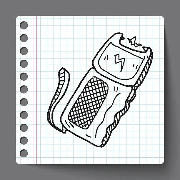 Vector illustration of stun gun doodle