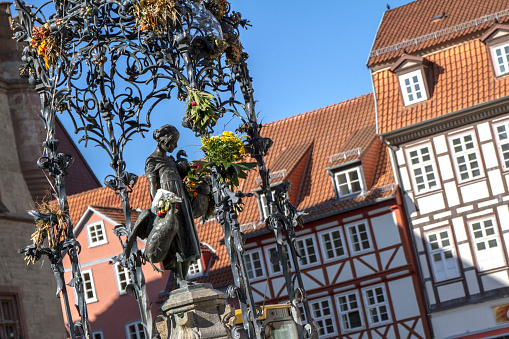 Copenhagen, Denmark. October 2022. the Fountain of Charity in the Vestergade square in the city center