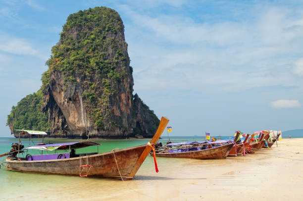 istock Traditional longtail boats on the Railay beach 479227915