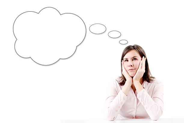 istock Young beautiful business woman thinking with bubble 479228041