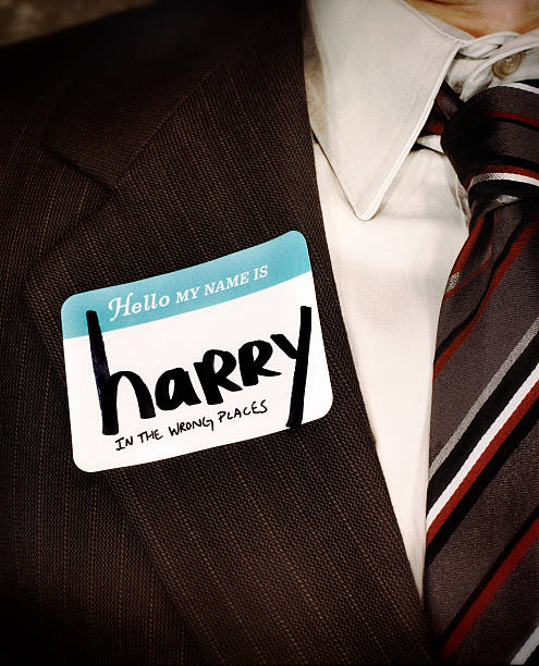 имя tag- harry - hello identity name tag greeting стоковые фото и изображения