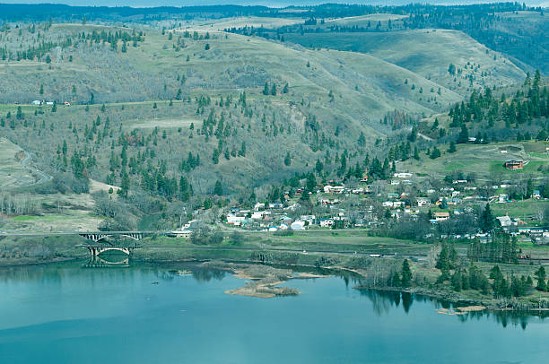 istock Confluence of rivers at town in Washington state 479228597