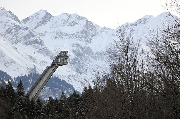 Areal view of the city of Innsbruck. from the stadium of the ski jumping hill tower and the track.