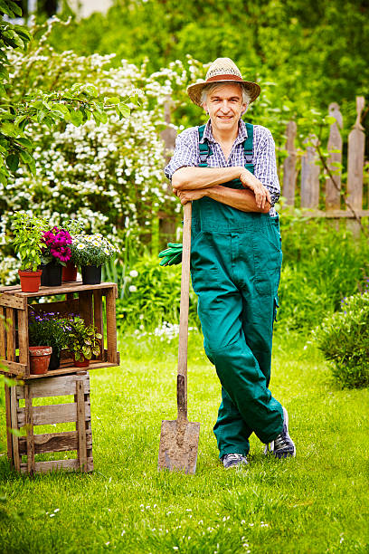 istock Garden gardener spade straw hat Pause 479232608