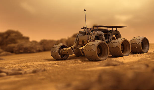 Robot of humans on Mars stock photo